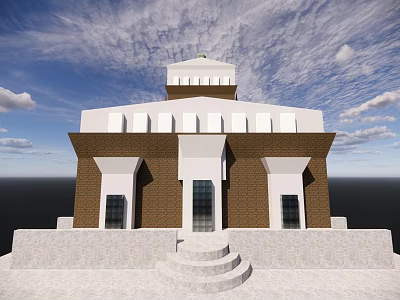 Ancient Historic Architecture With White Brown Exterior Dome Marble Steps Windows And Blue Sky 3d model