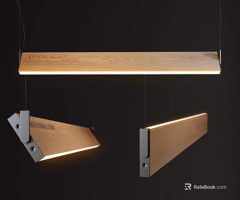 Minimalist Wooden Chandelier With Modern Sleek Structure And Lighting Design 3d model 
