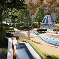Scenic Park Landscape Featuring Lush Green Spaces Walking Paths And Colorful Trees