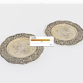 Decorative Ornament Set of Two Metal Plates with Intricate Ornate Edges for Home Decoration