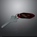 Light Blue Key With Red Keychain And Decorative Pattern For Everyday Household Use 3d model