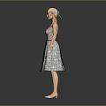 A Woman With Pink Hair In Stylish Sleeveless Sequin Dress On Gray Background