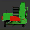 Green Agricultural Vehicle With Red Component And Conveyor Belt System