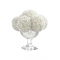 Elegant Decorative Ornament Set With White Spherical Balls In Clear Glass Vases