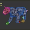 Realistic 3D Leopard Model With Orange Fur Black Spots And Green Eyes On Dark Background