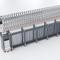 Modern Electric Retractable Metal Gate With Automatic Control Panel And Security Wheels 3d model