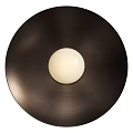 Modern Circular Wall Light with Brushed Metal Frame and White Spherical Bulb