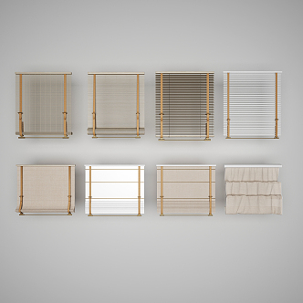 Modern venetian blinds curtain combination 3d model