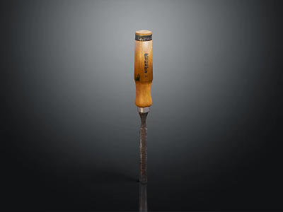 Durable Wood Chisel With Wooden Handle And Metal Blade For Professional Woodworking Projects 3d model