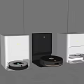 Modern Sleek Robotic Vacuum Cleaners With Charging Docks In Various Colors