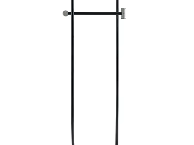 Minimalist Black Metal Standing Clothes Hanger with Crossbar for Home Use 3d model