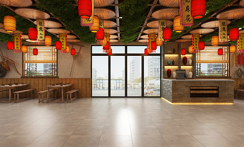 New Chinese Restaurant Nongjiale Hall 3d model