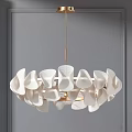 Elegant Modern White Wavy Petal Shaped Chandelier With Gold Metal Frame For Home Decor