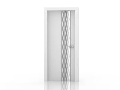 Sleek White Modern Door With Vertical Stripes Design For Home Interior Entrance 3d model