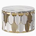 Elegant Round Dining Table With Marble Top And Gold Leaf Design Base 3d model