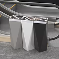 Three Geometric Garden Decor Pieces In Gray White Black Modern Design Near Escalator