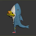Game And Movie Character With Blue White Body Large Yellow Eyes Long Arms Legs Red Shoes