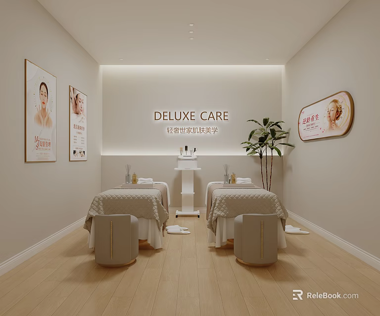 Luxury SPA Room With Treatment Beds And Minimalist Decor 3d model 