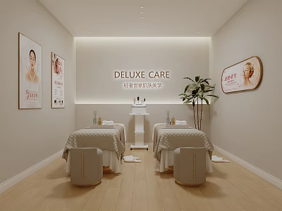 Luxury SPA Room With Treatment Beds And Minimalist Decor 3d model