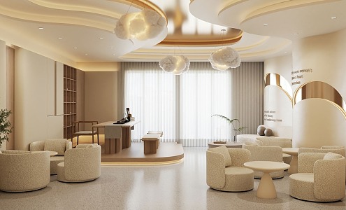 Cream Breeze Lounge Negotiation Room 3d model