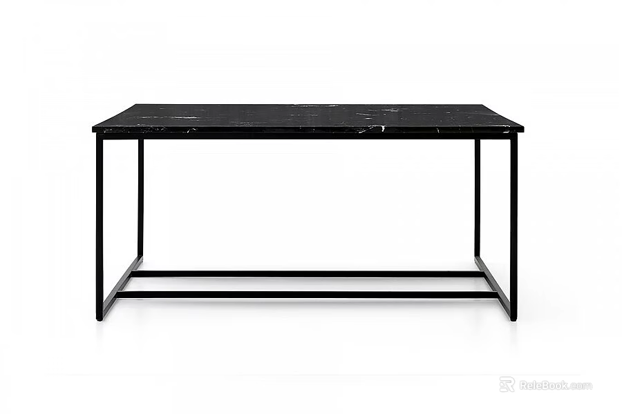 Modern Black Marble Top Coffee Table With Sleek Black Metal Frame 3d model 