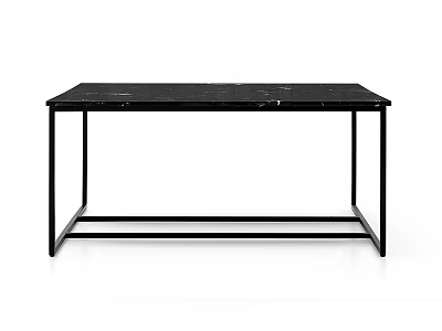 Modern Black Marble Top Coffee Table With Sleek Black Metal Frame 3d model