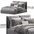 Modern Upholstered And Leather Headboard Beds With Pillows Blanket Side Table And Color Options