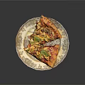 Delicious Pizza Slices On Decorative Plate With Golden Crust Fresh Vegetables And Melted Cheese
