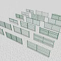 Various Green Metal Fences With Different Design Styles And Structures 3d model