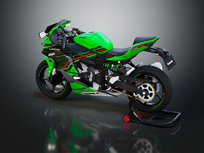 Green Sport Motorcycle With Sleek Design Black Red Accents And Modern Styling 3d model