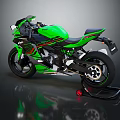 Green Sport Motorcycle With Sleek Design Black Red Accents And Modern Styling