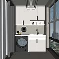 Modern Home Balcony With Washing Machine Sink Cabinetry And City View
