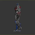 Detailed Robot Character With Red Blue Silver Mechanical Structure Standing Pose 3d model
