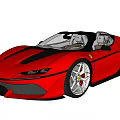 Red Ferrari Sports Car With Convertible Design Sleek Aerodynamic Body And Alloy Wheels
