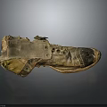 Vintage Worn Leather Shoes With Distressed Upper And Aged Sole Details