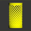 Yellow Animal Shaped Trash Bin With Perforated Design On Dark Background