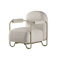Beige Single Sofa With Gold Metal Frame And Curved Arms Modern Design
