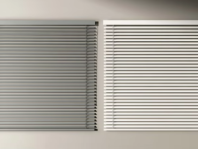Stylish Gray And White Venetian Blinds Displayed Side By Side On Wall 3d model