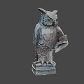 Detailed Decorative Owl Statue Holding Open Book On Book Shaped Base
