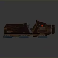 Detailed Sci Fi Mechanical Vehicle 3D Model Featuring Brown Body Red Emblem And Blue Base 3d model