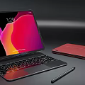 Portable Tablet With Vibrant Display Keyboard Stylus And Red Case Design