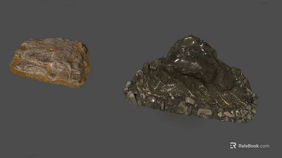 Natural Stone And Wood Materials With Textured Surfaces And Natural Patterns 3d model 