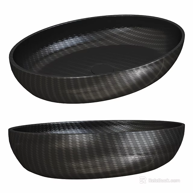 Black Carbon Fiber Textured Washbasin With Modern Countertop Design And Smooth Surface 3d model 