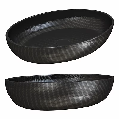 Black Carbon Fiber Textured Washbasin With Modern Countertop Design And Smooth Surface 3d model