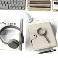 Computer books desk lamp ornaments mobile phone 3d model