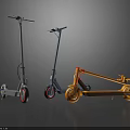 Three Stylish Electric Scooters In Gray Blue And Yellow Modern Designs