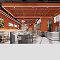 Hotpot Restaurant Interior Design With Orange Decor Open Layout Tables And Menu Posters