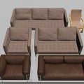 Modern Gray And Brown Tufted Sofa Set With Two Seater And Single Seater Design 3d model