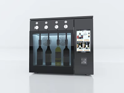 Modern Wine Cooler With Glass Door Wine Bottles Digital Display And Control Panel 3d model