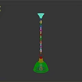 Colorful Hanging Ornament With Blue Red Patterns Chain Conical Top And Spherical Base